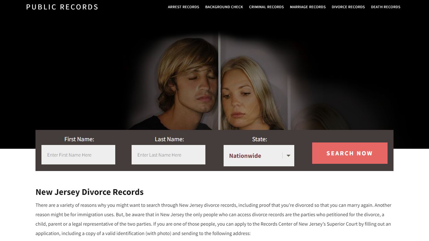New Jersey Divorce Records | Enter Name and Search. 14Days Free